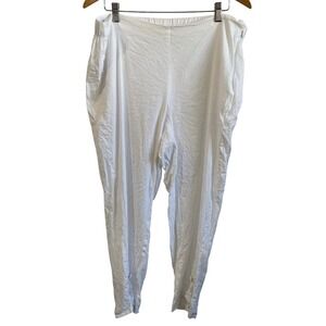 J. Jill Linen Stretch Pull On Pants White‎ Elastic Waist Casual Comfy Womens 1X